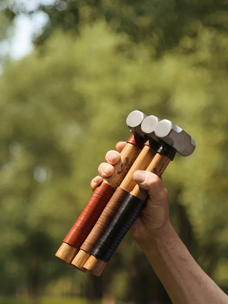 G&B rugged bear motif hammer with genuine cowhide wrapped handle ideal for metalworking forging carpentry outdoor survival