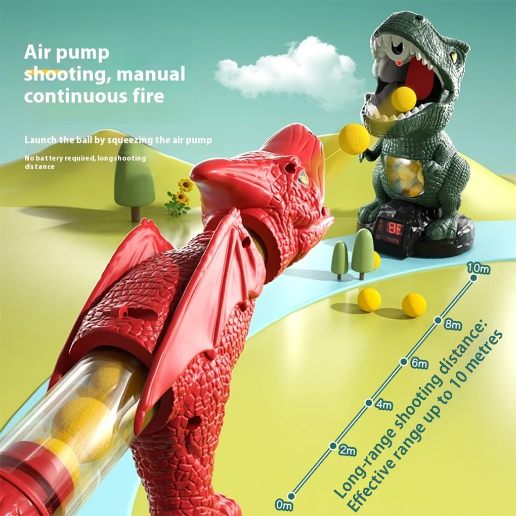 Mainan Menembak Dinosaurus untuk Anak Laki-laki Perempuan Permainan Menembak Target Bergerak Dinosaurus dengan Senjata Pompa dan Peluru Busa Mainan Anak-anak