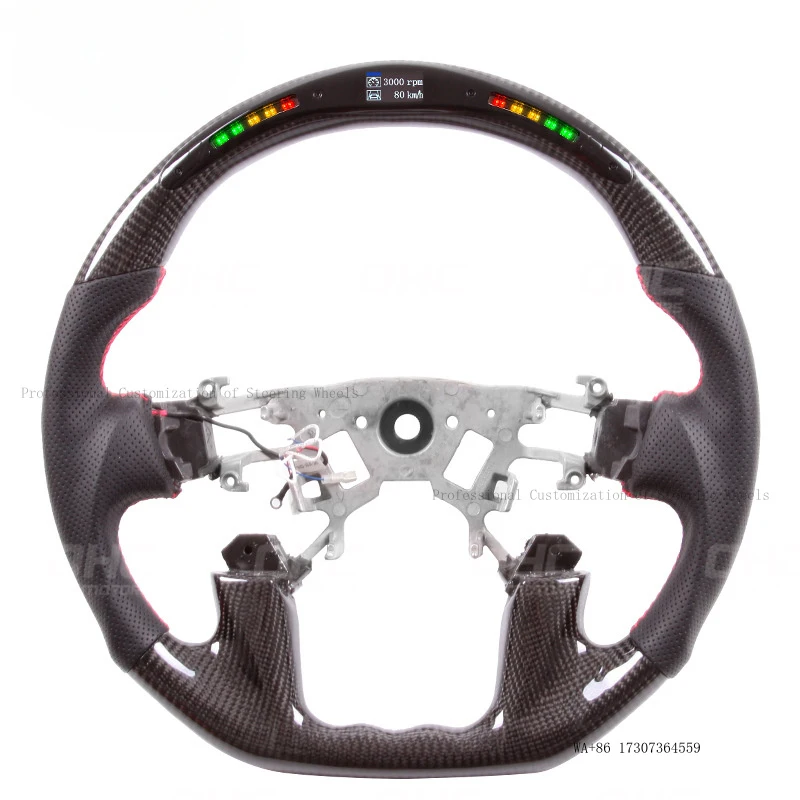 The product is suitable for Nissan Patrol 2012-2018 models, carbon fiber steering wheel modification, black perforated leather