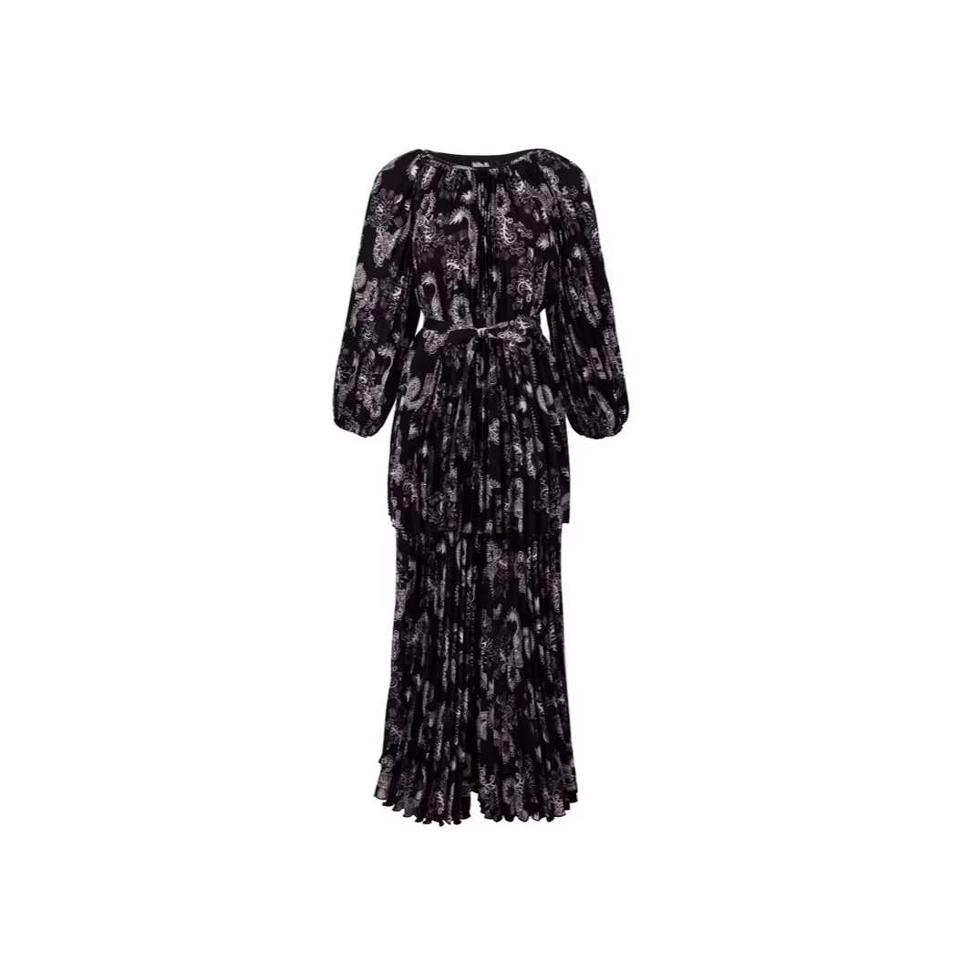 2026 Fashion Miyake Printing Loose Suit Temperament Loose Meat Cover Atmosphere Elegant Wide Leg Pants Two-piece Set Women
