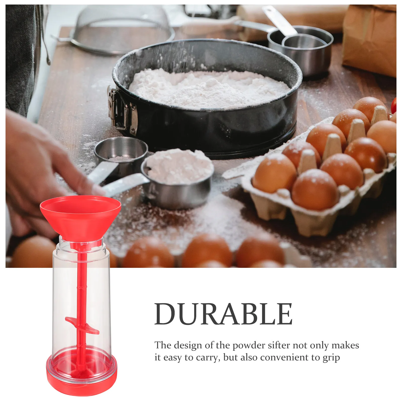 Household Flour Sifter Reusable Plastic Handheld Rotating Sieve Baking Tool Fine Mesh Kitchen Strainer for Home Baking