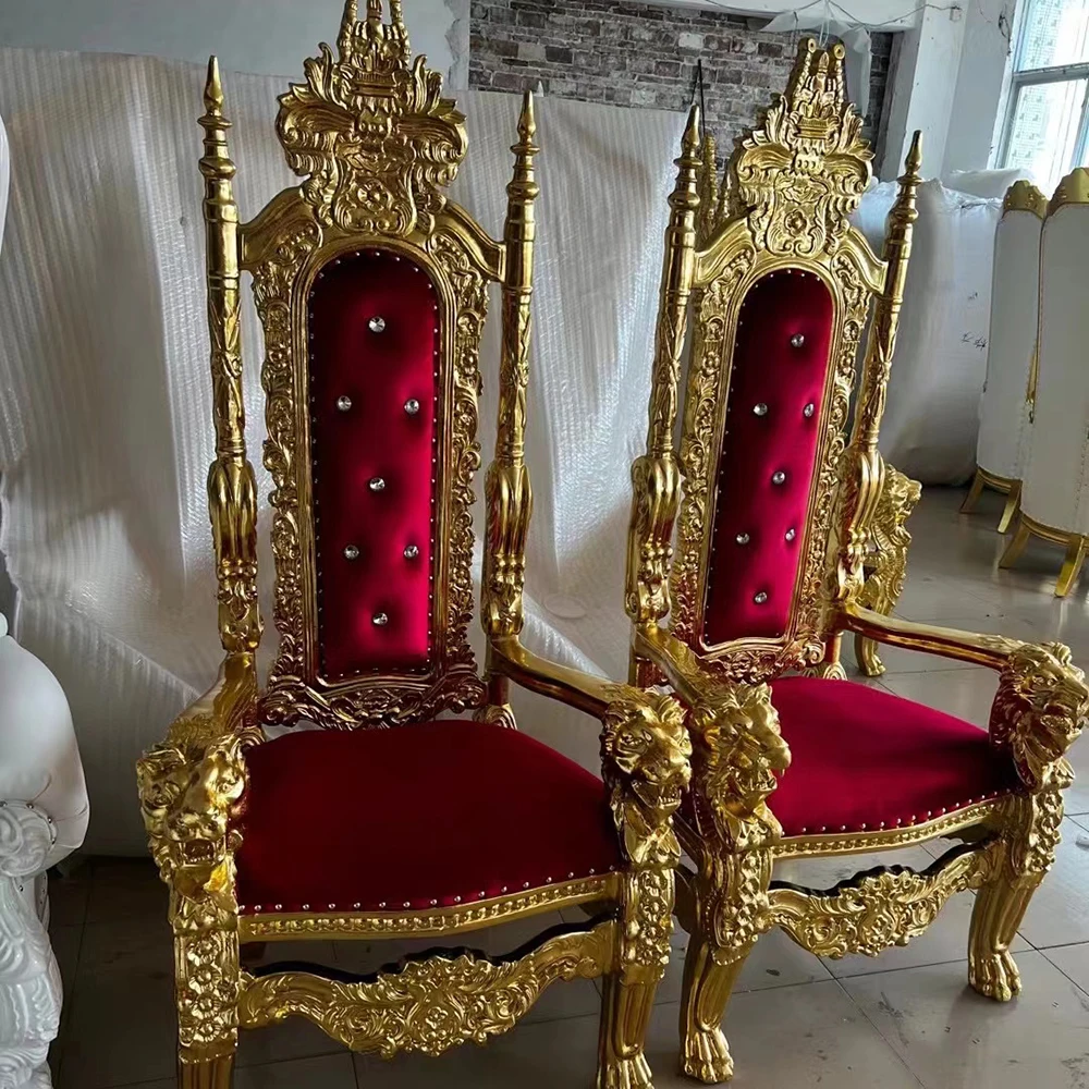 Wholesale hotel luxury Throne chair Event gold white Wedding Throne chair 2pcs