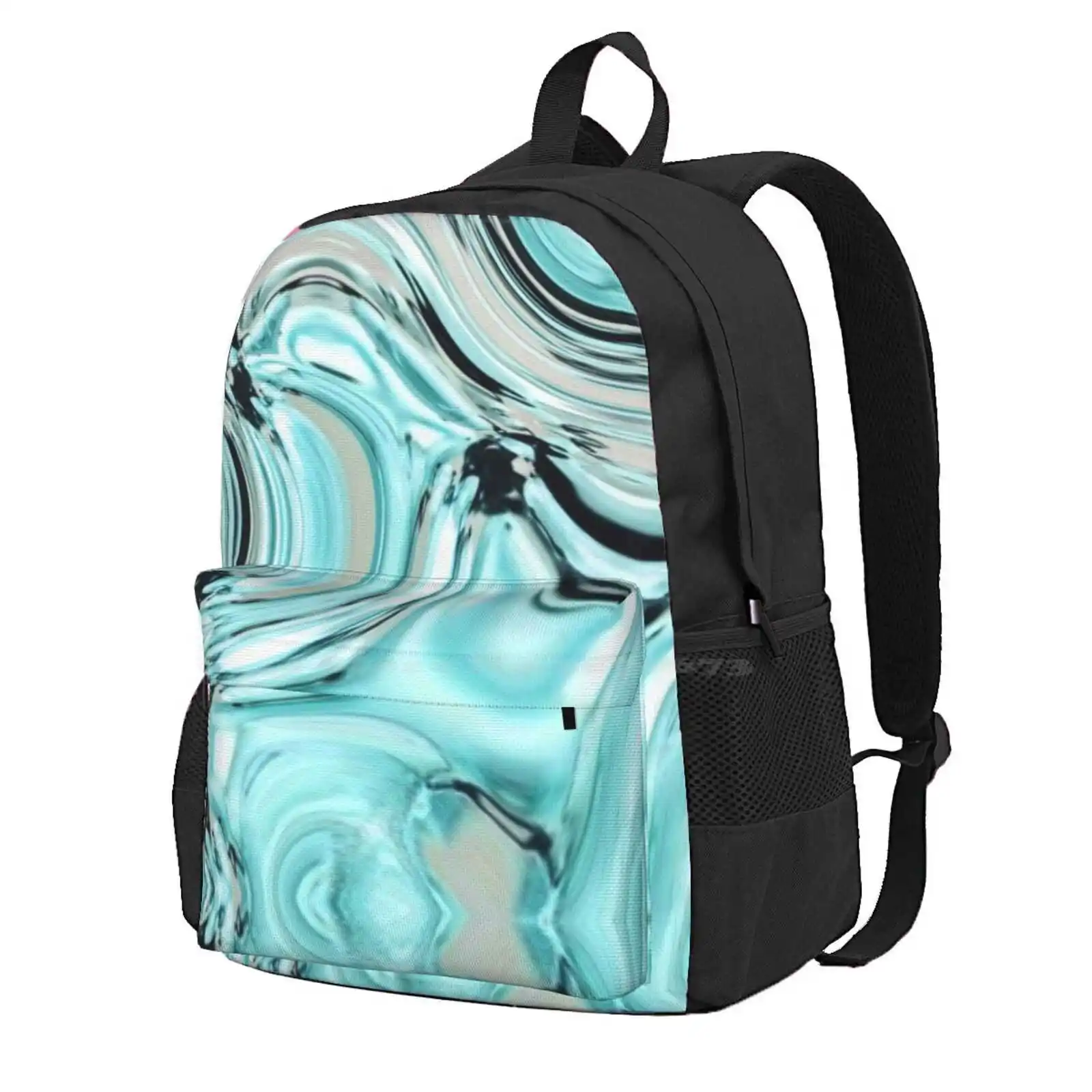 Abstract Pastel Turquoise Aqua Blue Marble Swirls Hot Sale Schoolbag Backpack Fashion Bags Boho Chic Mid Century Modern Boho