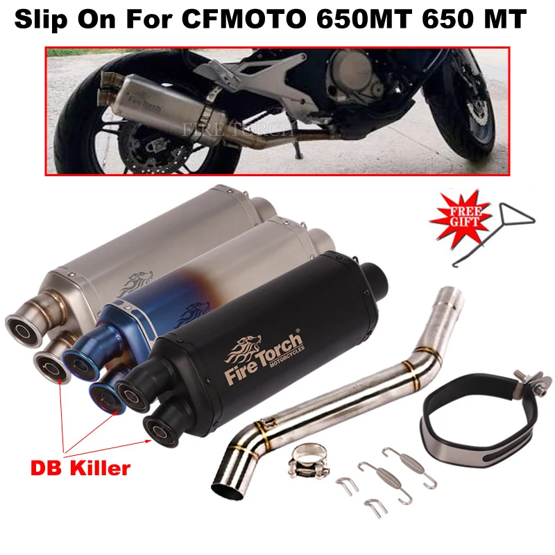 Slip On For CFMOTO 650MT CF MOTO 650 MT Motorcycle Exhaust Escape System Middle Mid Link Pipe With Muffler Motorcross DB Killer