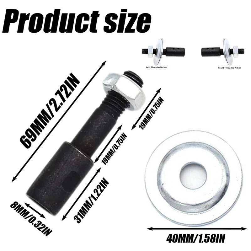 A88Z 2 Pack Shaft Arbor Extender, Bench Grinder Extension Shaft, 8 Mm To 10 Mm Motor Arbor Adapter Threaded Shaft Backing Kit