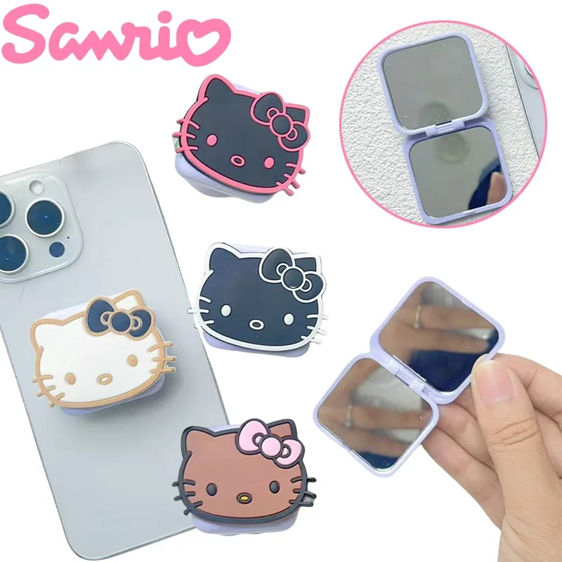 

Sanrio Hello Kitty Cartoon Phone Holder with Mirror Anime Cute Telescoping Gasbag Phone Stand Accessories Rubber Back Sticker