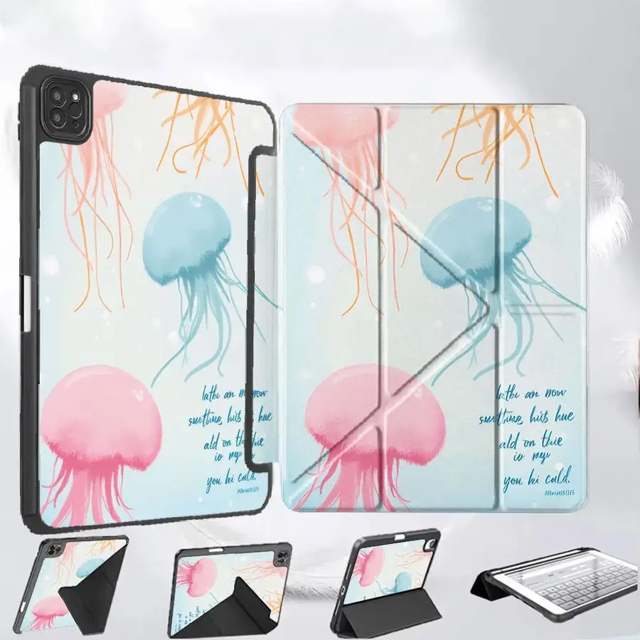 

Чехол-подставка для планшетов с дизайном морских медуз для iPad Mini 6 7 Air 4 5 M3 M2 M4 11 дюймов Pro 2025 Pro 11th 10th 9th 8th 7th 12.9 дюймов
