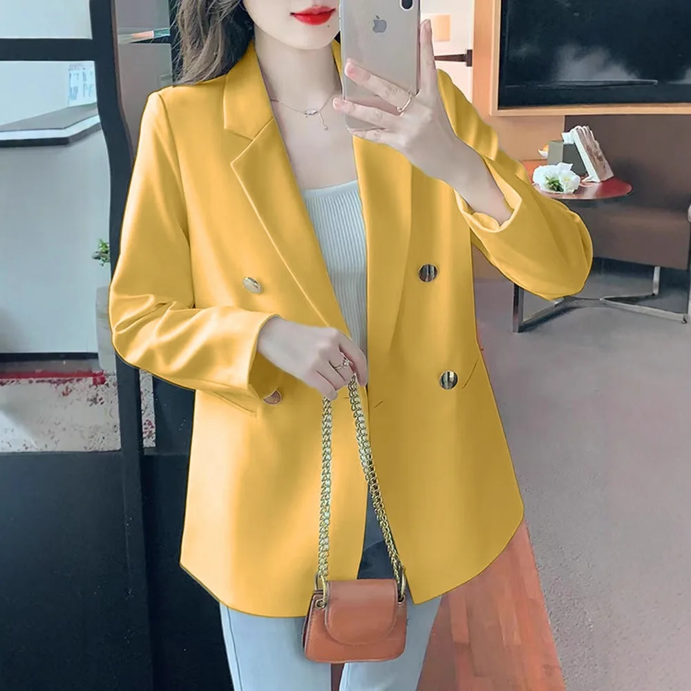 New Spring Autumn Blazer Women Long Sleeve Double-breasted Office Ladies Jacket Business Work Wear Formal Coat Female Outerwear