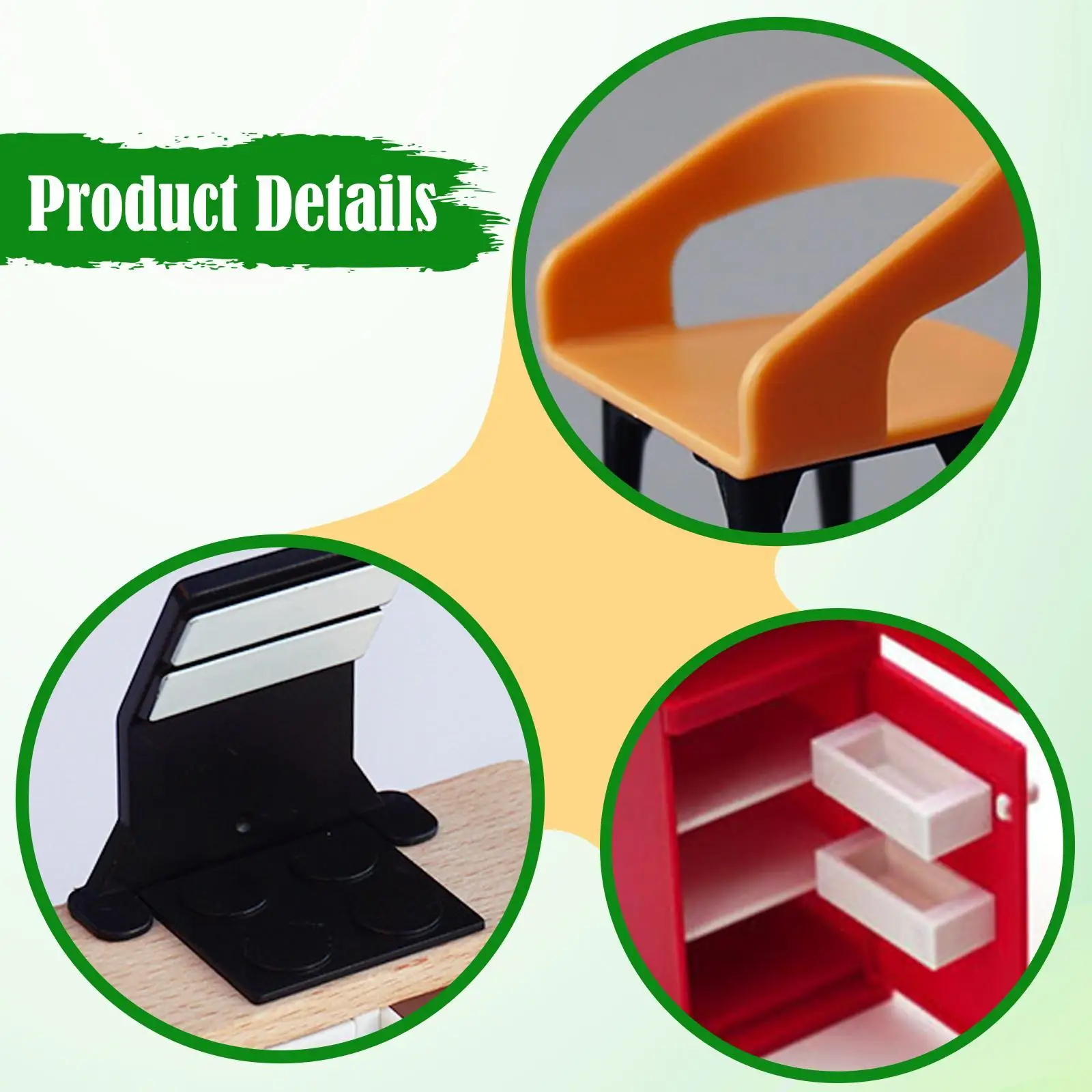 مجموعة أثاث مصغر لبيت الدمى، ديكور بيت الدمى، دعائم مشهد DIY، لعبة التظاهر، ألعاب أثاث مصغر للأطفال والبنات