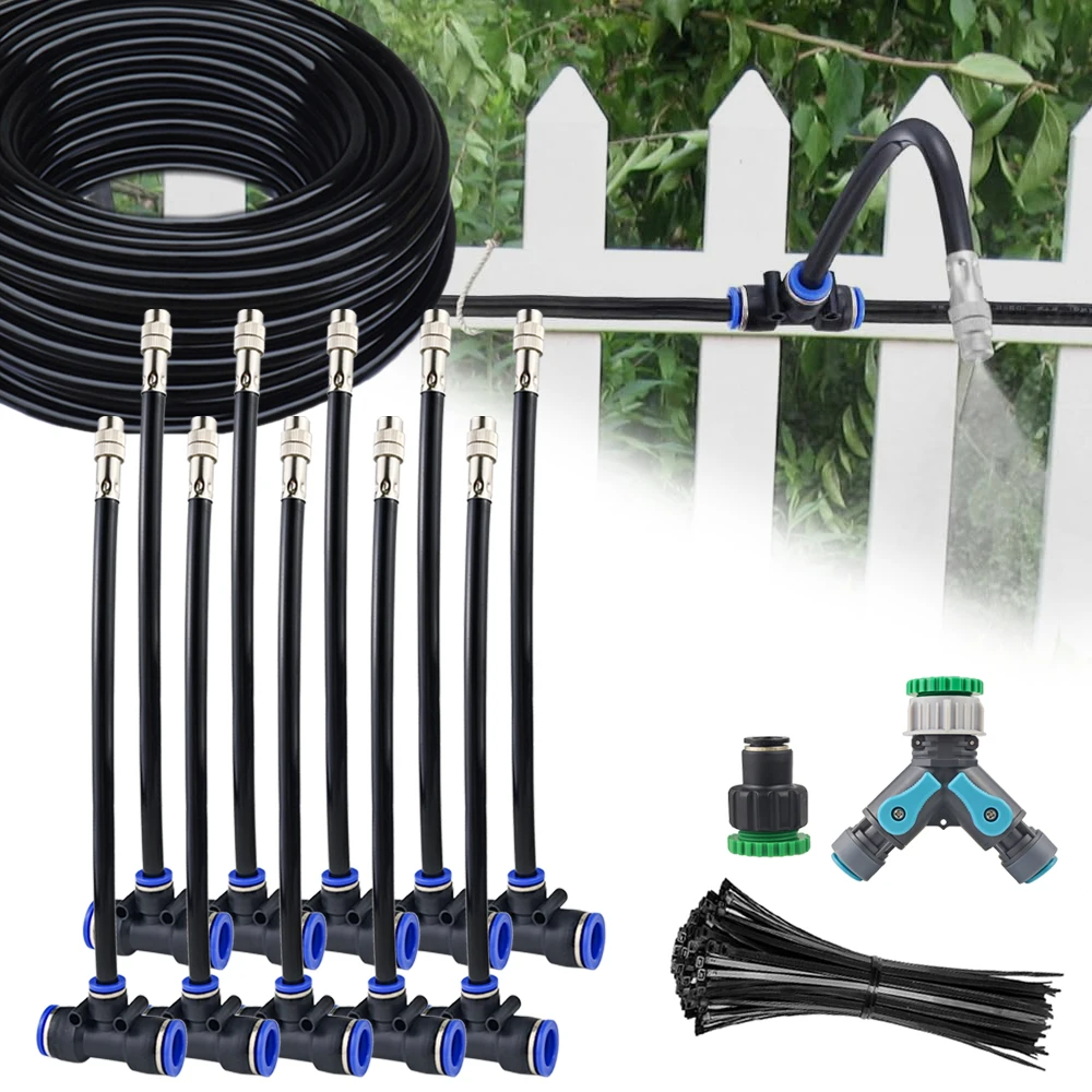 5M-20M Drip Irrigation Kit Automatic Irrigation System 360°Adjustable Spray Nozzles 1/2inch Irrigation Tubing Hose Patio Misting