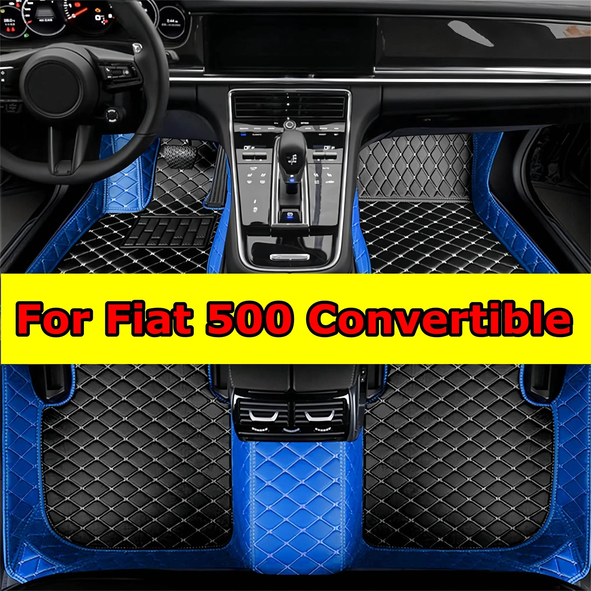 

Thickening Car Floor Mats for Fiat 500 Convertible 2008 2009 2010 2011 2012 Coverage Cover Luxury Leather Floor Liners Weather W