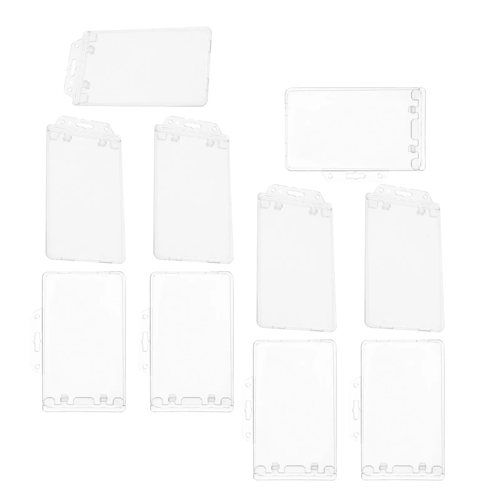 10PCS Heavy Duty Hard Plastic ID Badge Holder Clear Permanent Locking Vertical Horizontal Card Protector Case for Office School