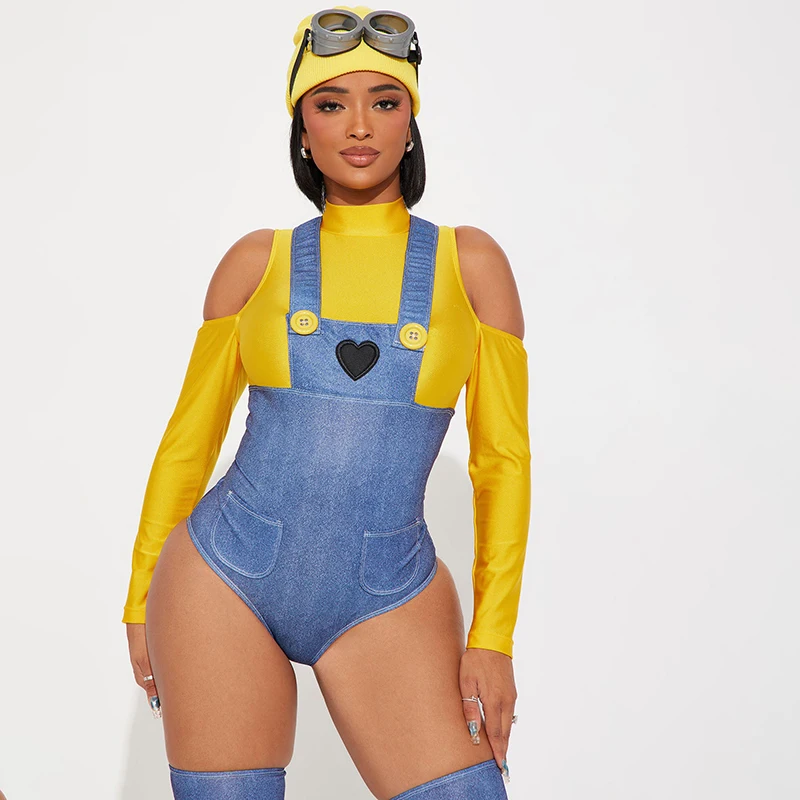 Women's clothing sales 2024 bodysuit with sleeves sexy Denim Short jumpsuit fashion turtleneck Romper cute Overalls Clothing set