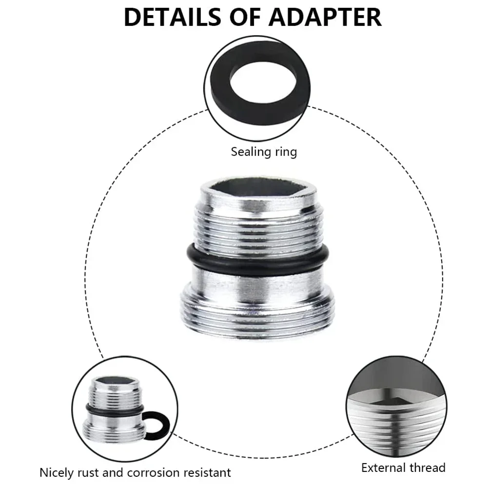 2 Pieces 5-M22 Male Thread Water Tap Adapter Replacement Parts With 2 Rings Water Purifier  Home Appliance Accessories