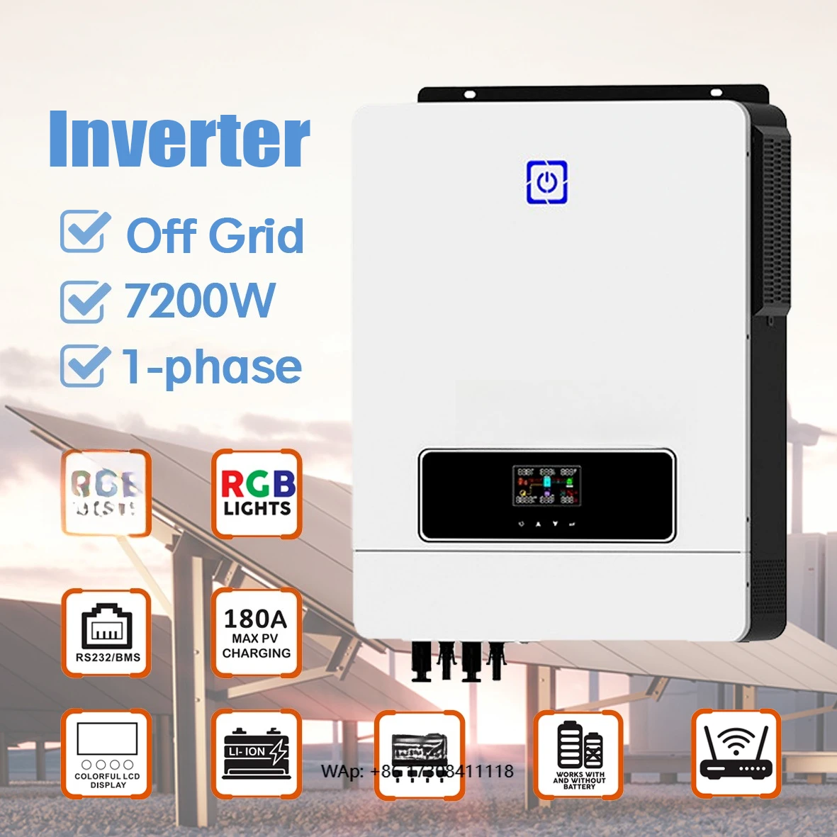 

7.2KW 8.2KW 10.KW 24V 48V Pure Sine Wave Grid Hybrid Solar Inverter 8KW 10KW Solar Char Controller Inverter