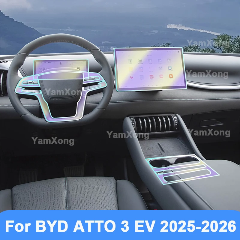 Car Interior Protective Film For BYD ATTO 3 EV 2025-2026 Anti-Scratch Cover Dashboard Center Console Screen Sticker