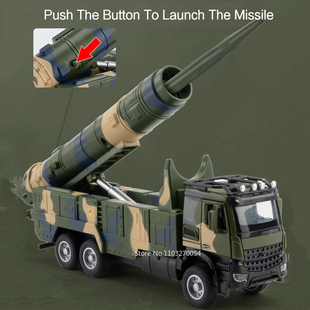 1/35スケール DF-21D ミサイルカー モデル玩具 ダイキャスト合金ミサイル車両 サウンドライト プルバック式 おもちゃ 誕生日プレゼント 子供向け