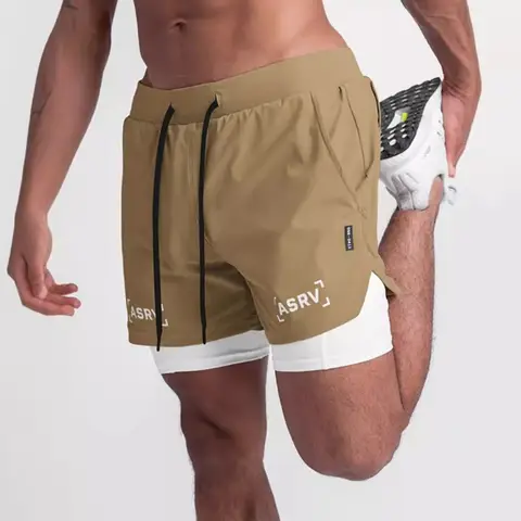 Asrv masculino secagem rápida 2 em 1 shorts de dois andares ginásio fitness basquete jogger calças curtas verão esportes treino bottoms moletom