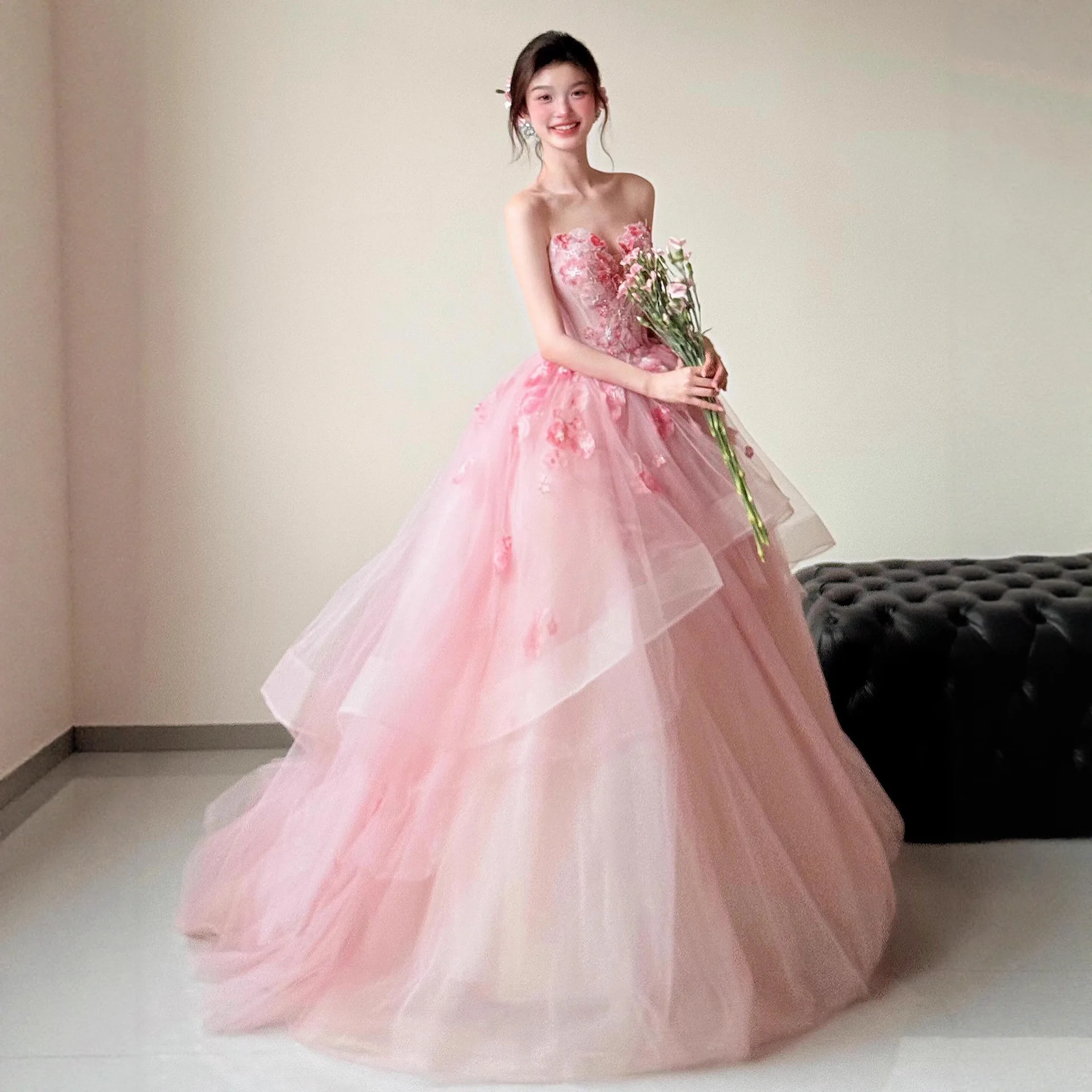 

One-oulder Wedding Dr Pink Luxury aduation Gown Fem Host Evening Dr Ele Simple Sle Chinese Manufacturer