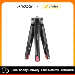 Andoer Mini Handheld Travel Desktop Tripod Camera Stand Holder Aluminum Alloy Max. 5kg Load for DSLRs Smartphone Action Cameras