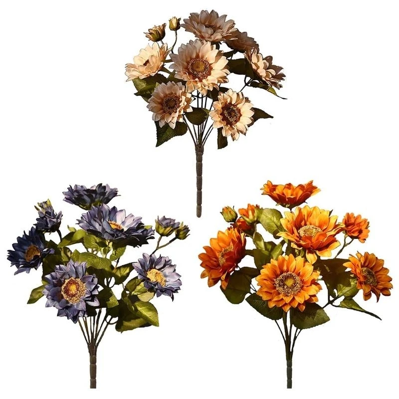 

Artificial Rustic Painting Realistic Silk Simulation Flower for Wedding Party Bouquet 15UB