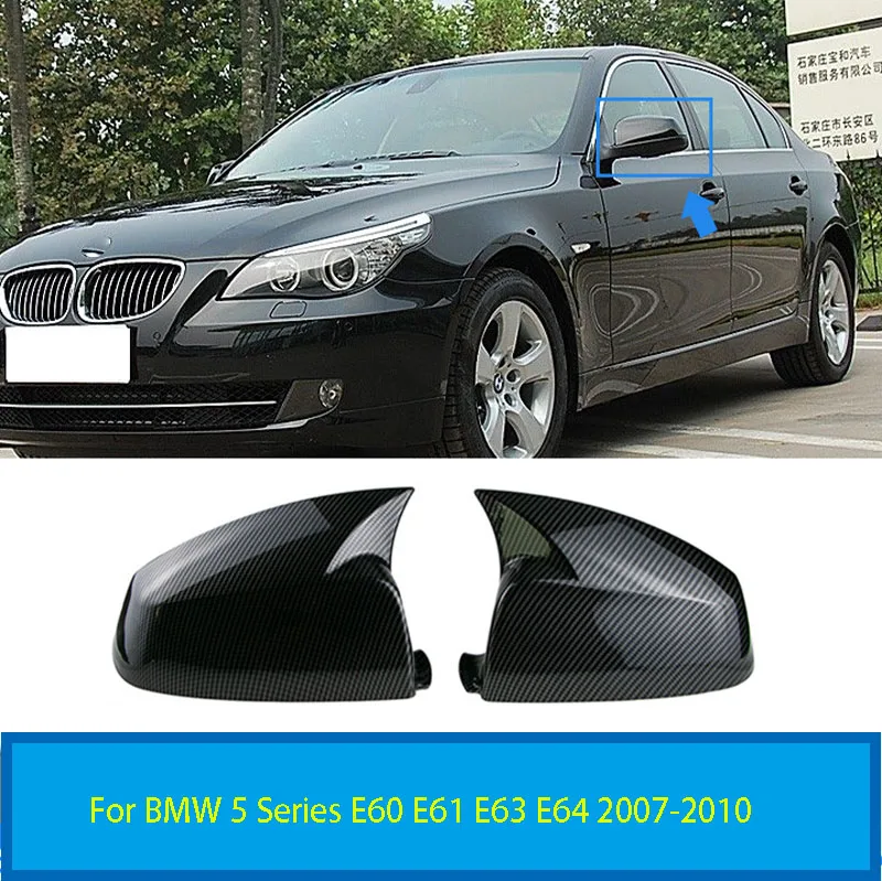 For BMW 5 Series E60 E61 E63 E64 2007-2010  rearview mirror housing changed to bright black turn watermark horn protective cover