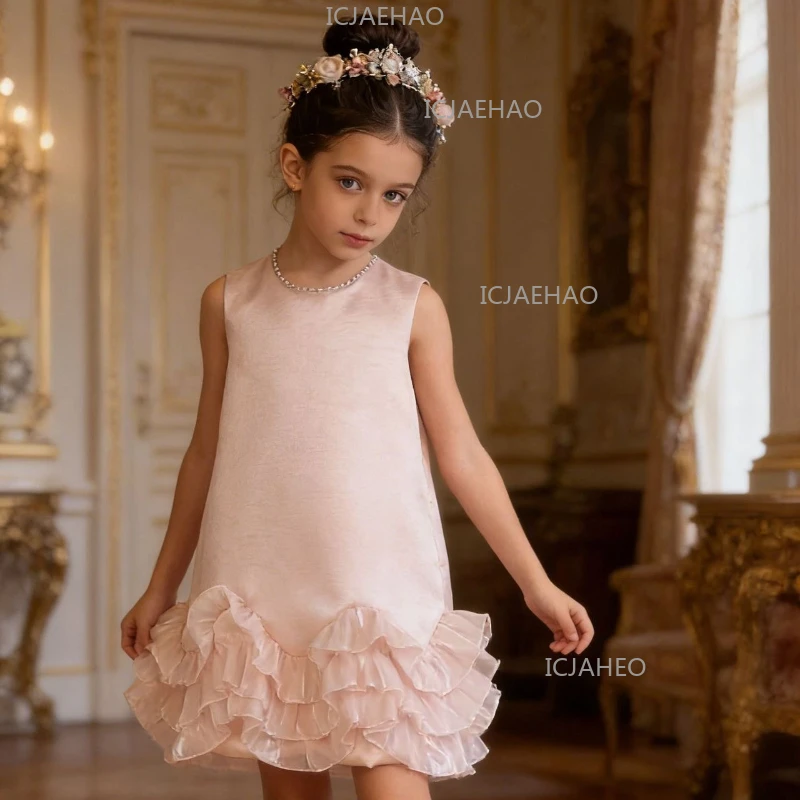 2026 Kids Girls Princess Gown Sleeveless Vest Dress New Children Birthday Party Formal Pageant Elegant Princess Gown Outfit