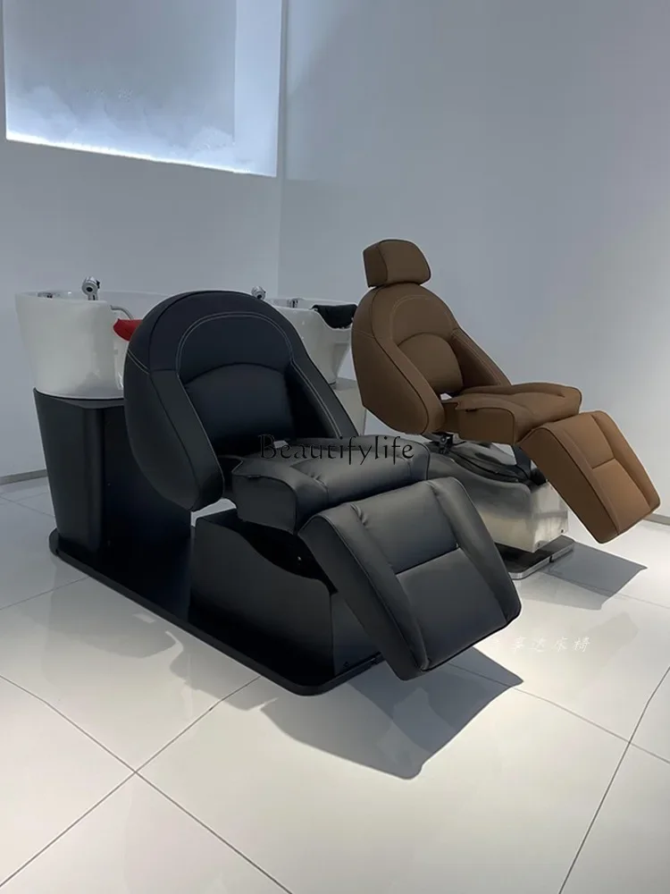

06Multifunctional Electric Spinning Lift Shampoo Chair Barber Shop Semi-Full Lying Dual-Use Hairdressing Flushing Bed