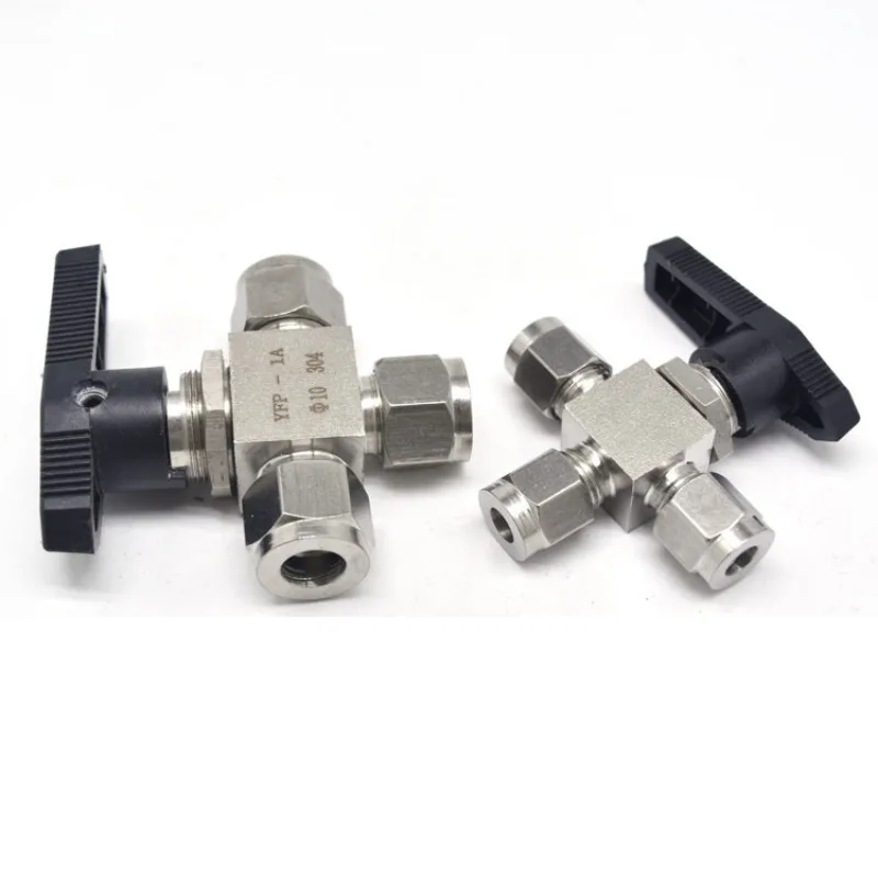 High Pressure Three Way Ball Valve 304 Stainless Steel Ferrule Connection Pipe Fitting Size 3 4 6 8 10 12