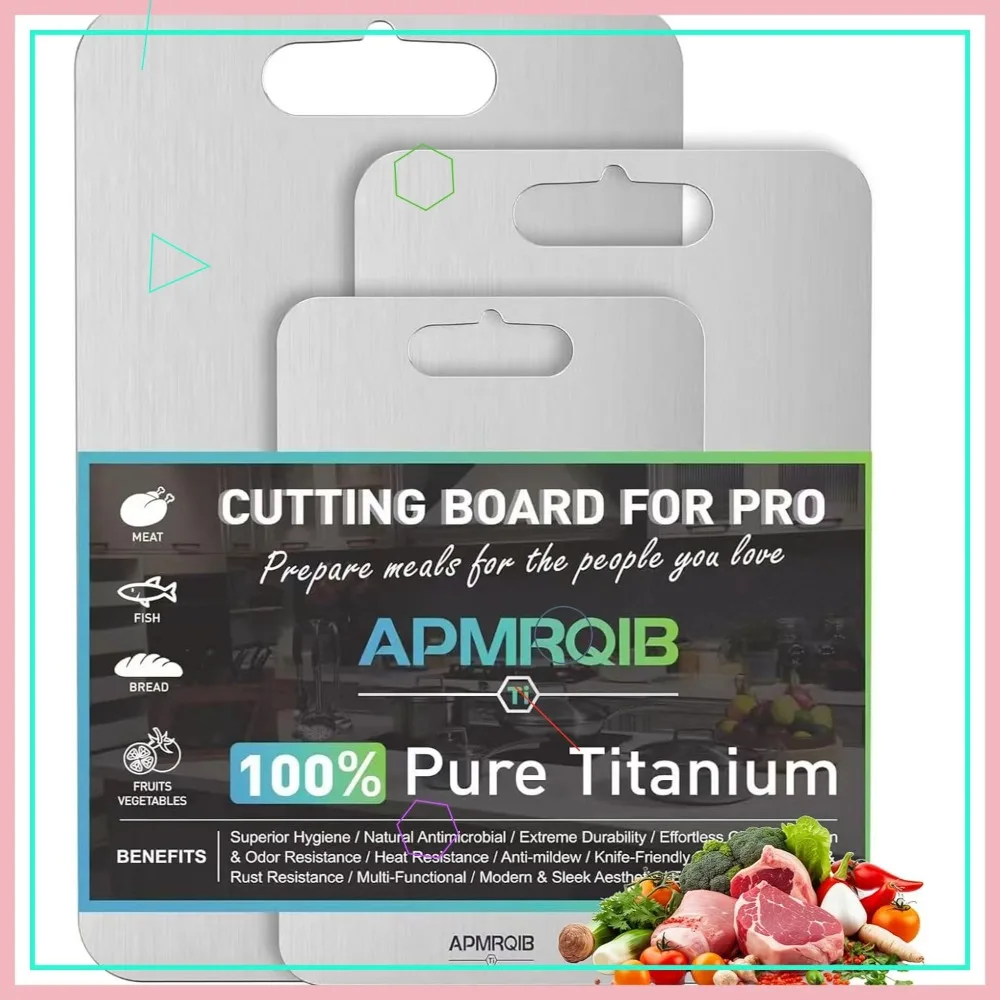 

Набор из 3 разделочных досок из чистого титана, двусторонние, нетоксичные, прочные, можно мыть в посудомоечной машине, для кухни