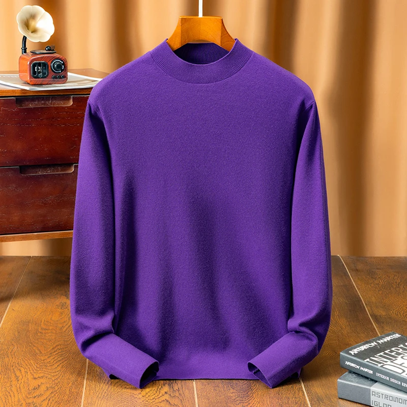 

Men Lyocell 22.4% Knit Clothes 2025 Autumn Winter Trendy 5.3% Sheep Wool Sweater Casual O-Neck Knitwear Long Sleeve Jumpers