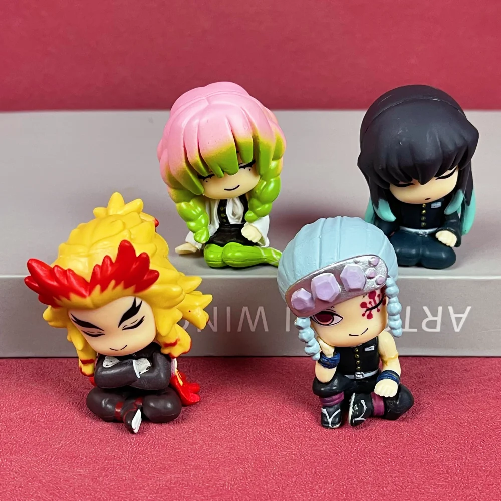 4 Piezas de Figuras de Demon Slayer, Lindas Figuras de Acción de Mitsuri, Figura de Anime de Kimetsu No Yaiba Durmiendo, Decoración de Escritorio, Accesorios, Regalo