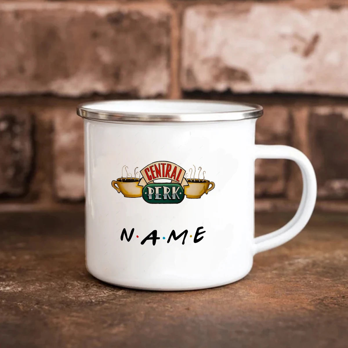 

Custom Printed enamelled cup Gift Personalised Name Text Coffee Mug Drop Shipping