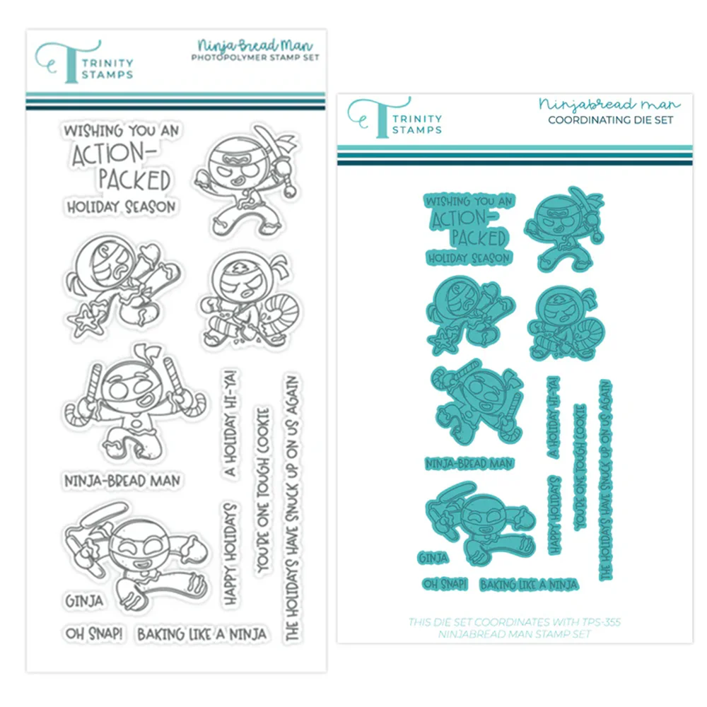 New 2024 Ninja-Bread Man Christmas Metal Cutting Dies Clear Stamps Scrapbooking For Paper Making Frame Card
