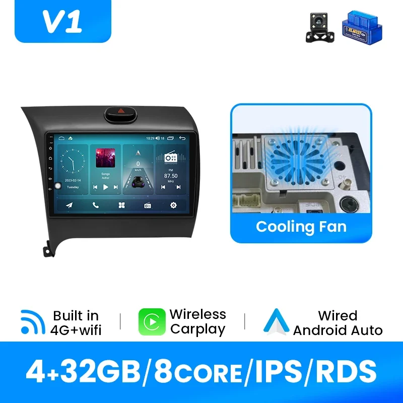 8G 128GB Draadloze Carplay Android12 Autoradio Multimidia Voor KIA Cerato K3 Forte 2013-2015 AI Spraakbesturing Video Speler GPS DSP