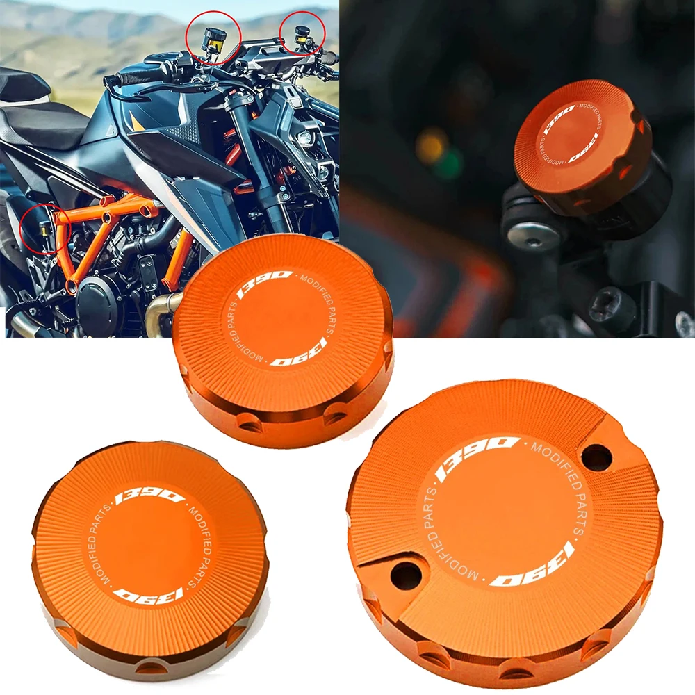For KTM 1390 Super Duke R GT Evo 1390 SAS 1390 Super Adventure R S Evo Aluminum Motorcycle Front Rear Brake Fluid Reservoir Cap