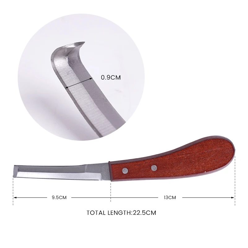 1 Pcs Horseshoe Trimmer Blade Edge Cattle Horse Hoof Knife Shears Cutter Multipurpose Hoof Wooden Handle Stainless Steel Scissor