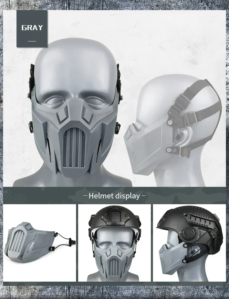 REikirc taktische halb gesicht airsoft maske verstellbar cs cosplay halloween militär masken – Detail 11