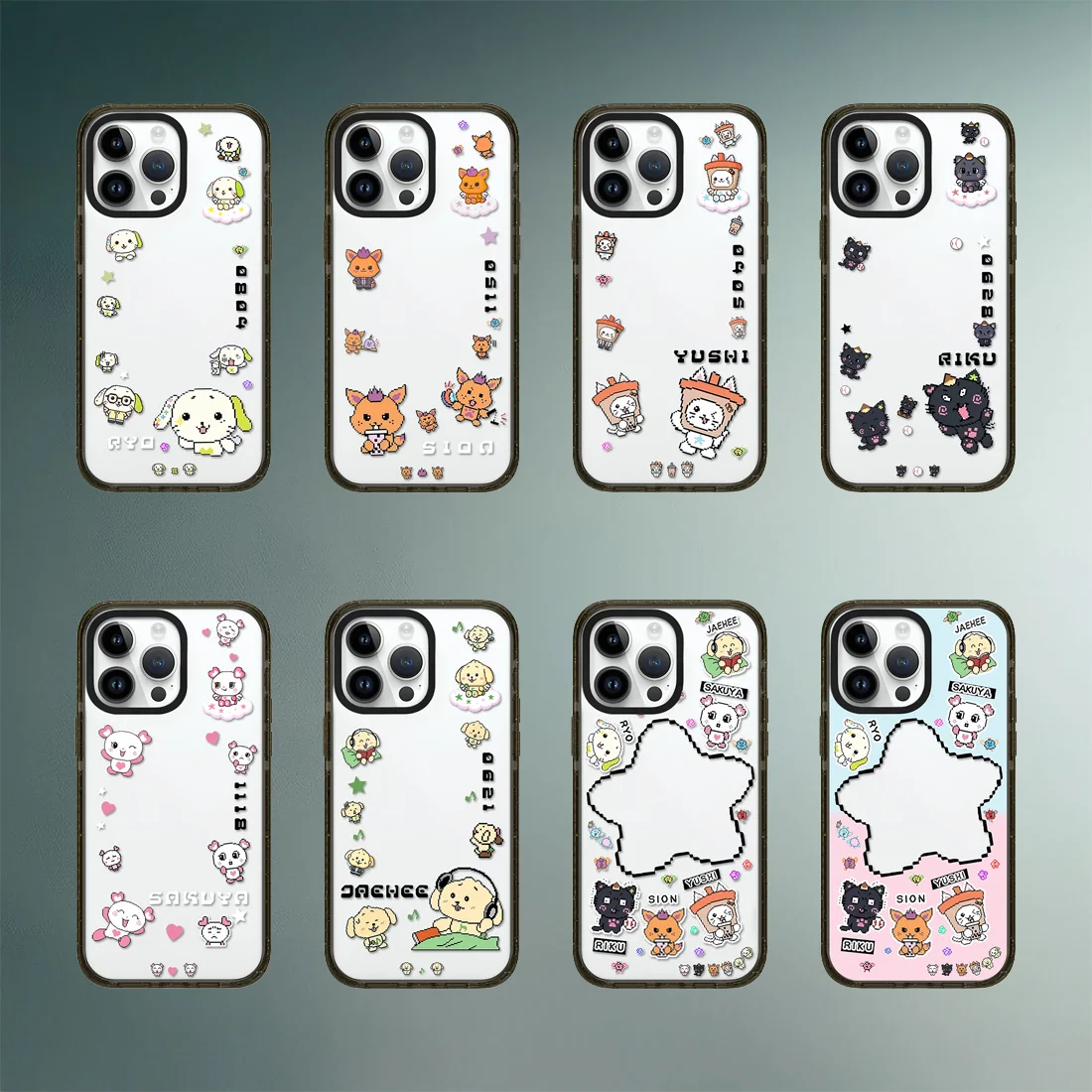 

Korean Cartoon Black Border Letters New Design Protective IPhone Case Cover for 16 15 14 13 Pro Max Case