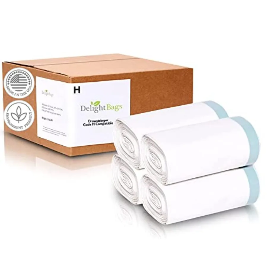 

Compatible with Simplehuman Code H 200 Count Eco-Friendly White Drawstring Trash Bags Made in the USA with 70% CERTIFIED Post C