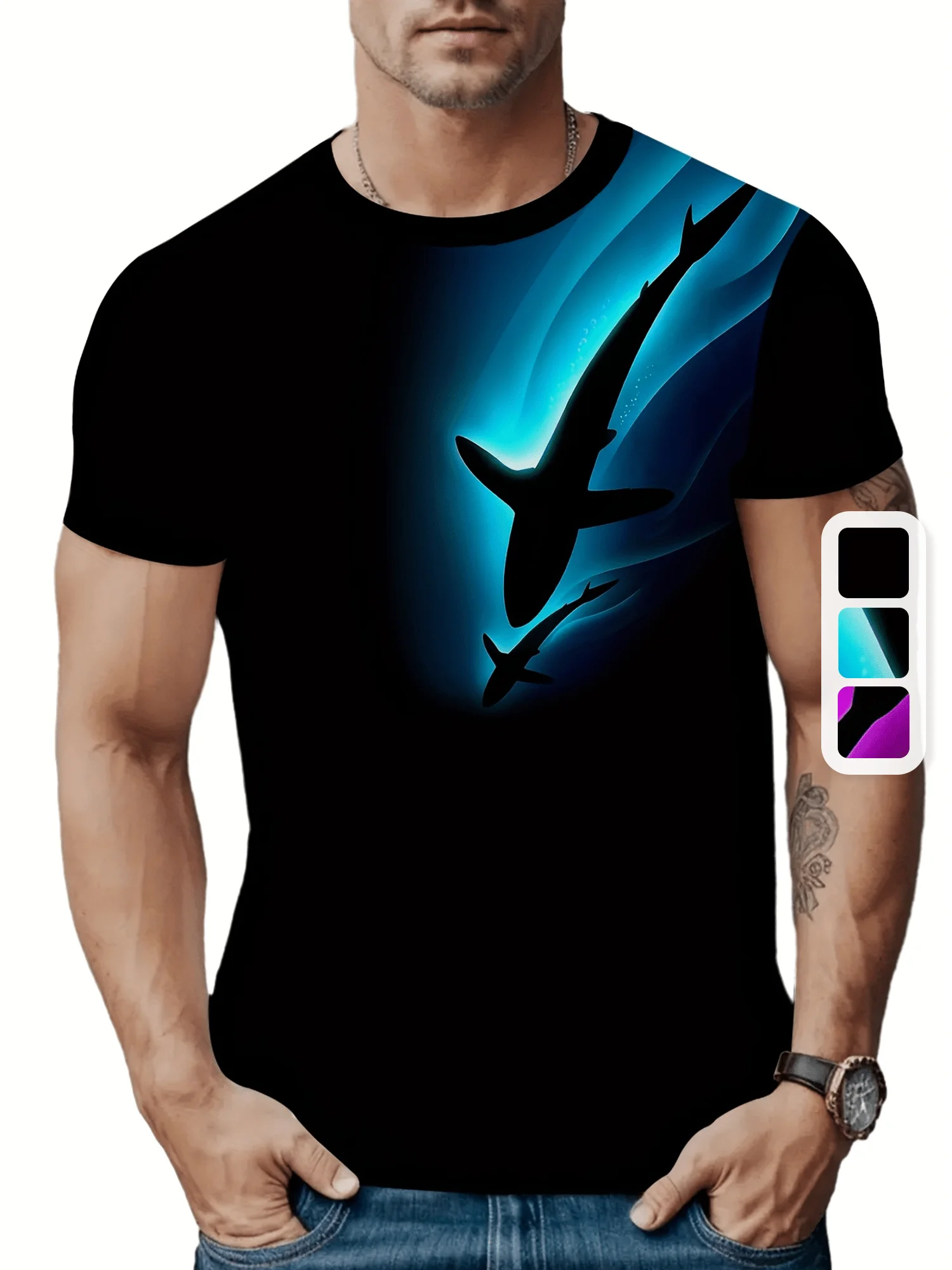 

Стильная футболка с принтом рыбы, мужская повседневная удобная футболка, модный топ с короткими рукавами для летней повседневной носки