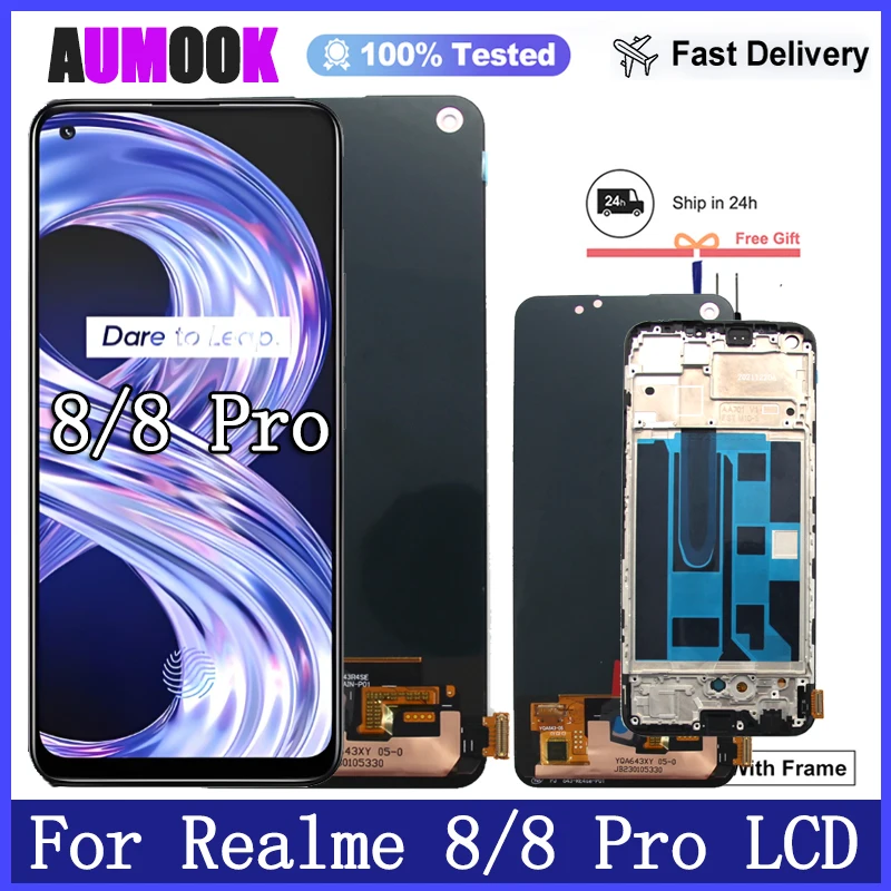 Nueva pantalla AMOLED para Realme 8 4G RMX3085, pantalla LCD con digitalizador de pantalla táctil para Realme 8 Pro RMX3081, repuesto de pantalla LCD
