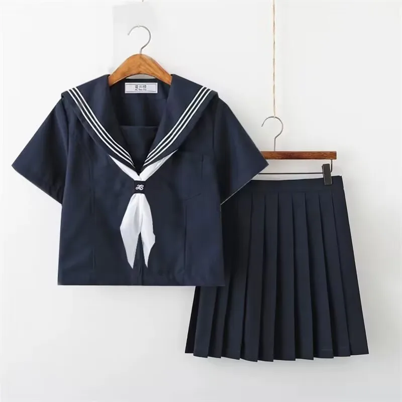 Large Size Basic JK Uniform Short Sleeve Set Summer Japanese Campus Style Comfortable Two Piece Suit Perfect for Class Uniform