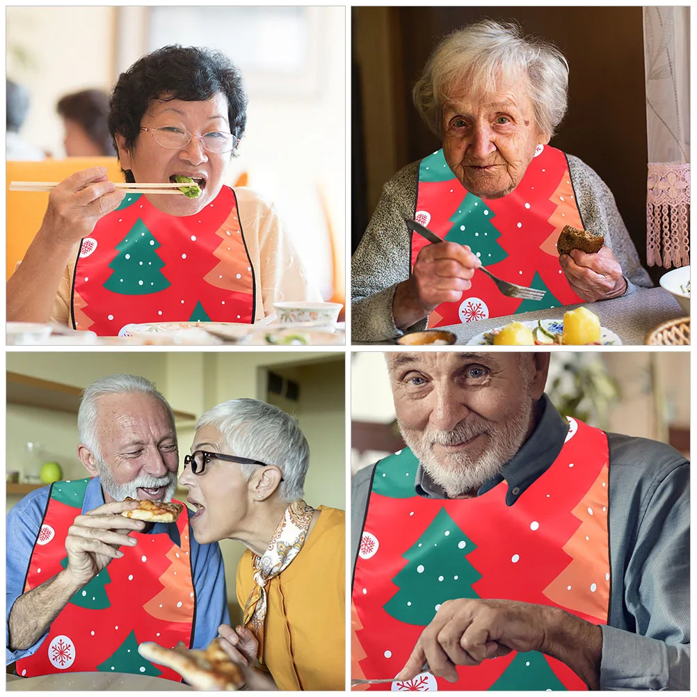 

2 шт. Рождественские нагрудники для взрослых с регулируемой застежкой, водонепроницаемые, для пожилых женщин и пациентов, многоразовые, с рождественской тематикой