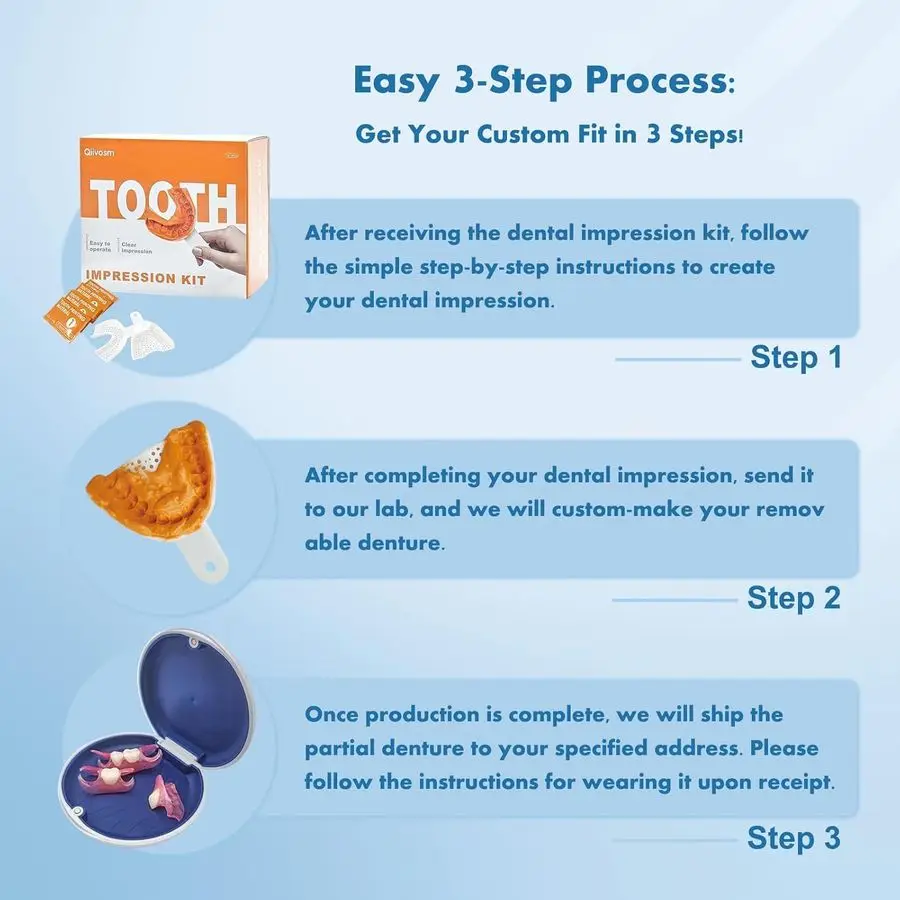 مجموعة استبدال الأسنان الشخصية القابلة للإزالة المخصصة لأطقم الأسنان المفقودة بفجوة 3 أسنان #2