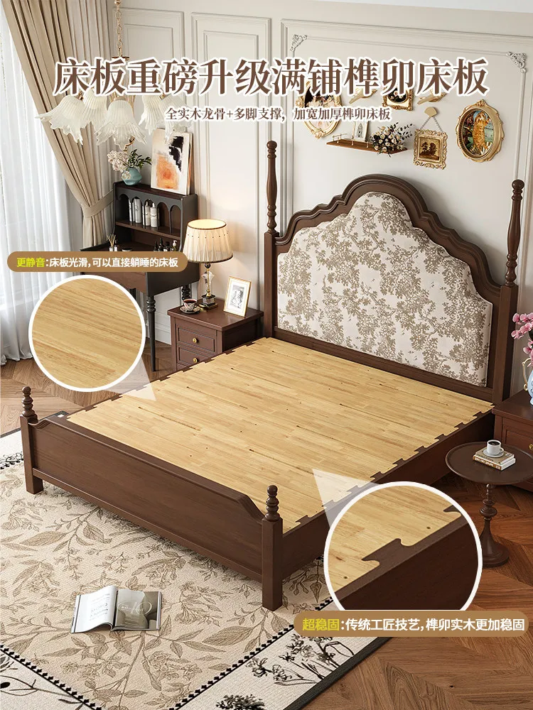 French all solid wood American style, retro master bedroom big bed 3