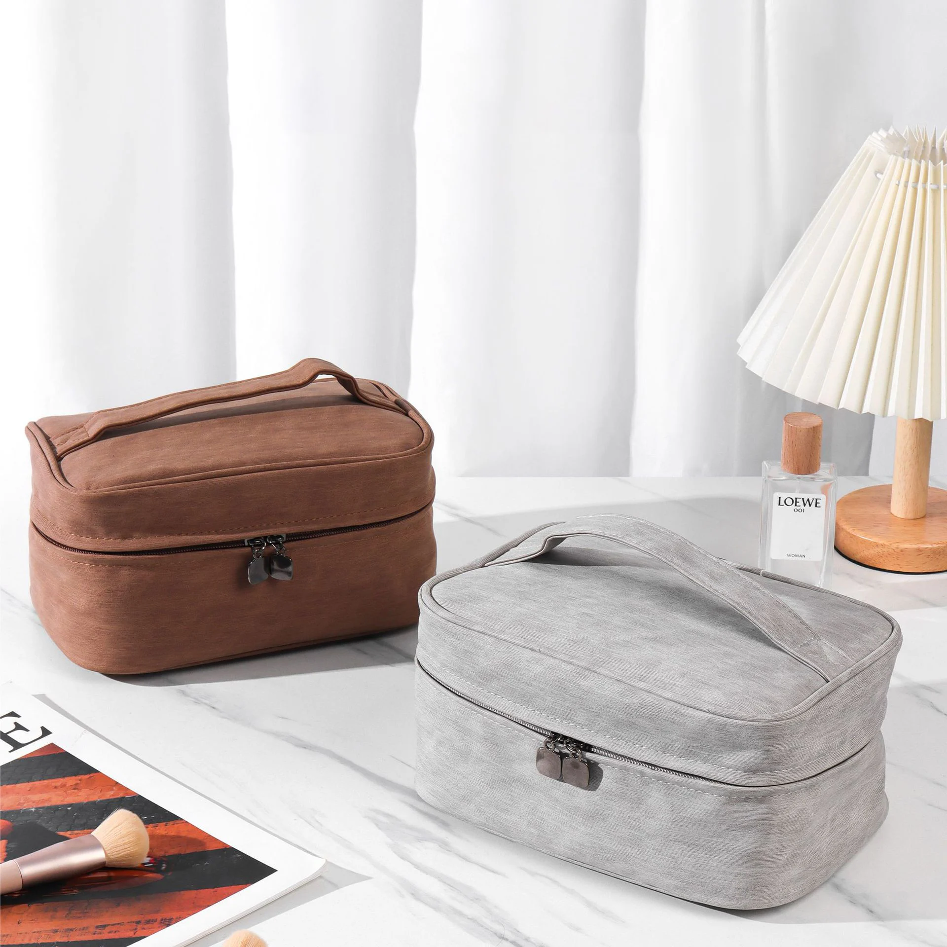 Texture Soft PU Lamb Pattern Makeup Bag High Quality Storage Pouch Large Capacity Travel Washroom Bags Cosmetics Storage Pack