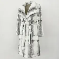 Simple Long Belt Luxury Real Fur Coat Rex Rabbit Fur Jacket Female Puffer Jacket Women 2024 New Real Rabbit Fur Jacket Women