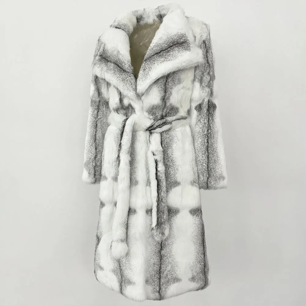 Simple Long Belt Luxury Real Fur Coat Rex Rabbit Fur Jacket Female Puffer Jacket Women 2024 New Real Rabbit Fur Jacket Women
