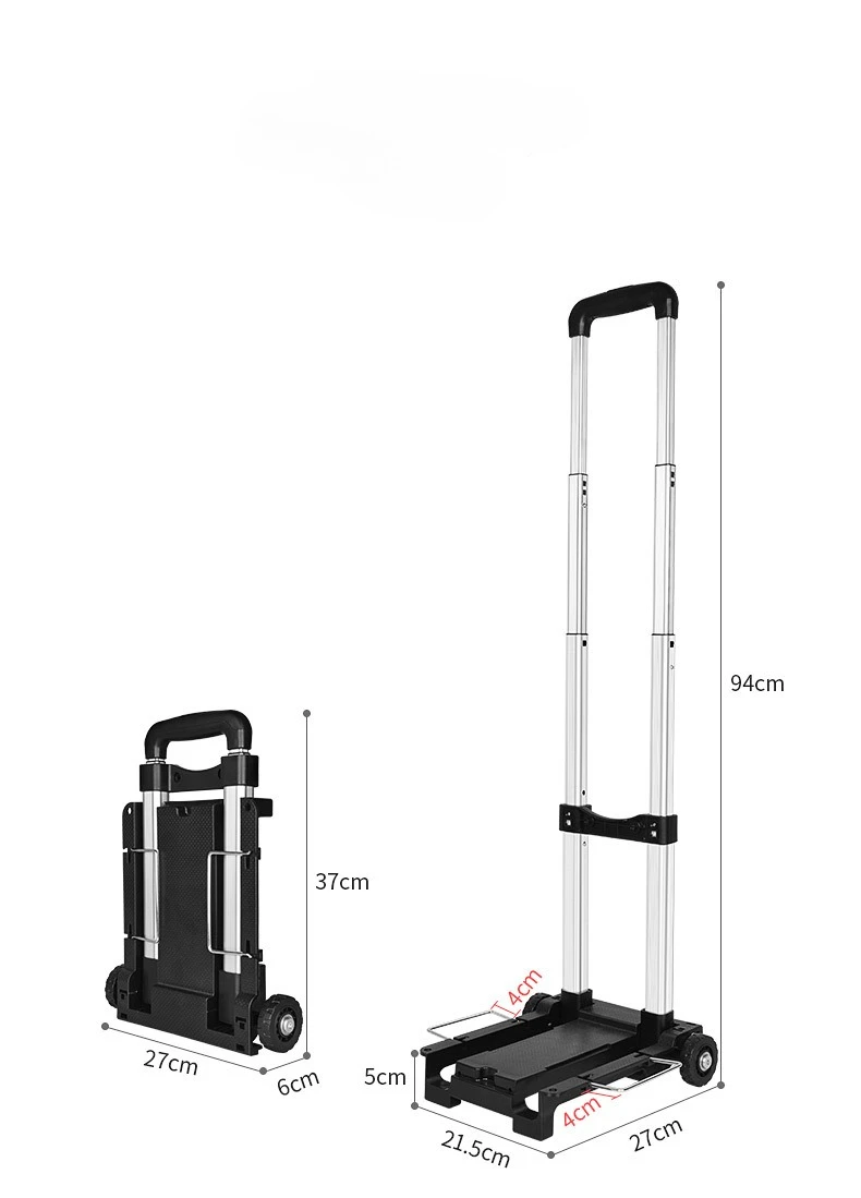 

Foldable aluminum alloy trolley - ultralight two-wheel mini portable shopping cart